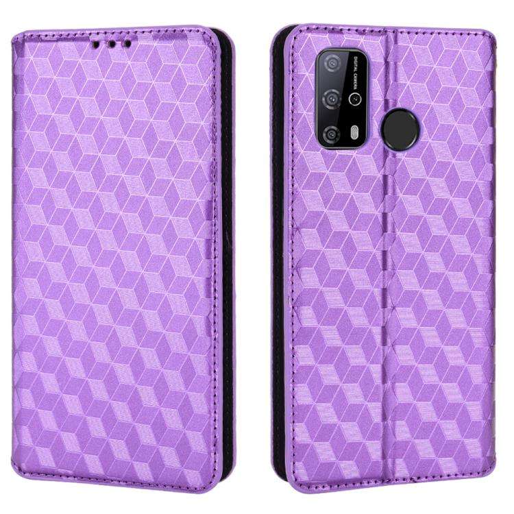 For Oukitel C23 Pro Cubic Grid Texture Flip Leather Phone Case(Purple)