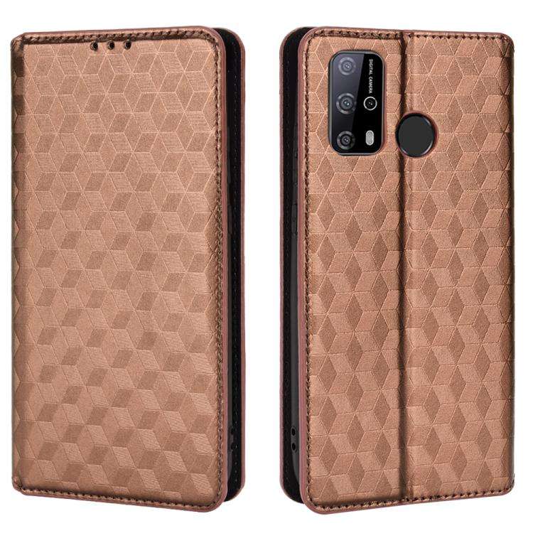 For Oukitel C23 Pro Cubic Grid Texture Flip Leather Phone Case(Brown)
