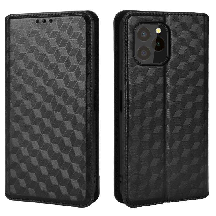 For Oukitel C21 Pro Cubic Grid Texture Flip Leather Phone Case(Black)