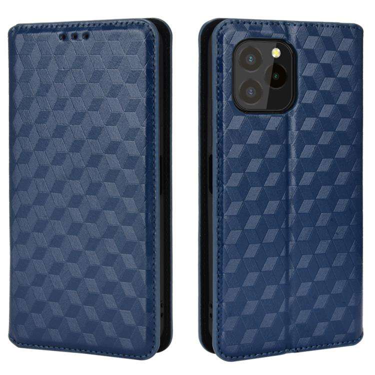 For Oukitel C21 Pro Cubic Grid Texture Flip Leather Phone Case(Blue)