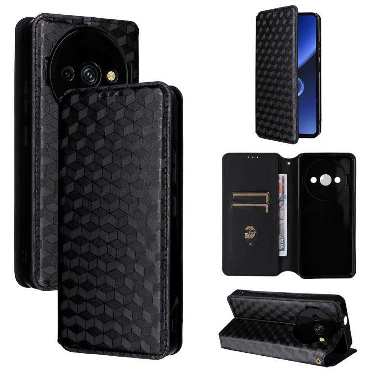 For Oukitel C59 / C59 Pro Cubic Grid Texture Flip Leather Phone Case(Black)