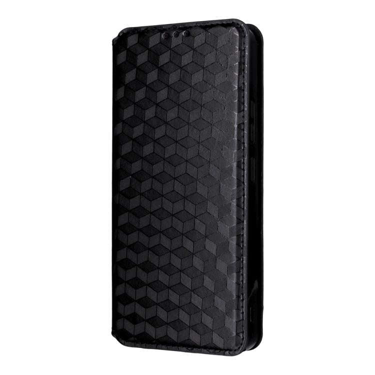 For Oukitel C59 / C59 Pro Cubic Grid Texture Flip Leather Phone Case(Black)