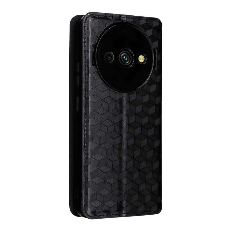 For Oukitel C59 / C59 Pro Cubic Grid Texture Flip Leather Phone Case(Black)