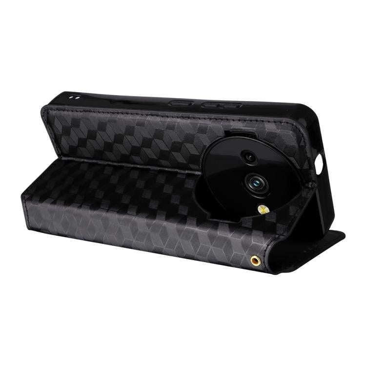 For Oukitel C59 / C59 Pro Cubic Grid Texture Flip Leather Phone Case(Black)