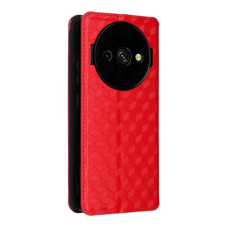For Oukitel C59 / C59 Pro Cubic Grid Texture Flip Leather Phone Case(Red)