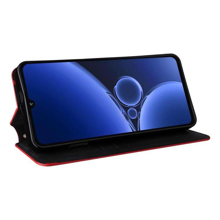 For Oukitel C59 / C59 Pro Cubic Grid Texture Flip Leather Phone Case(Red)
