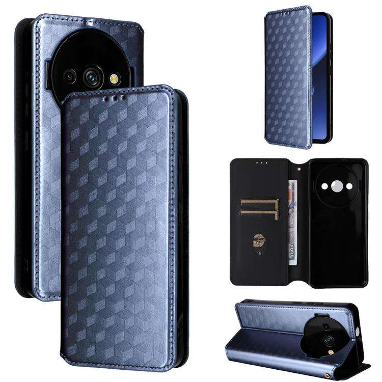For Oukitel C59 / C59 Pro Cubic Grid Texture Flip Leather Phone Case(Blue)
