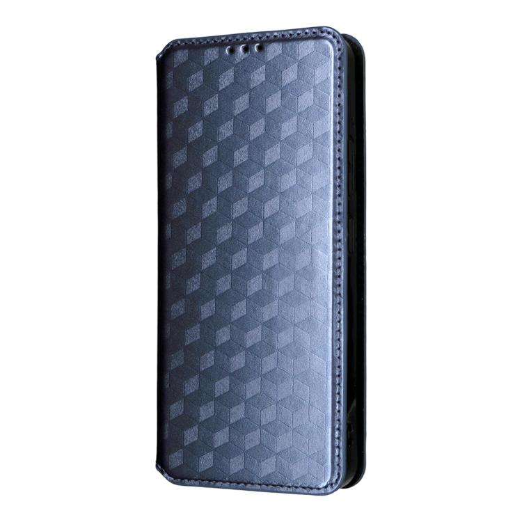 For Oukitel C59 / C59 Pro Cubic Grid Texture Flip Leather Phone Case(Blue)