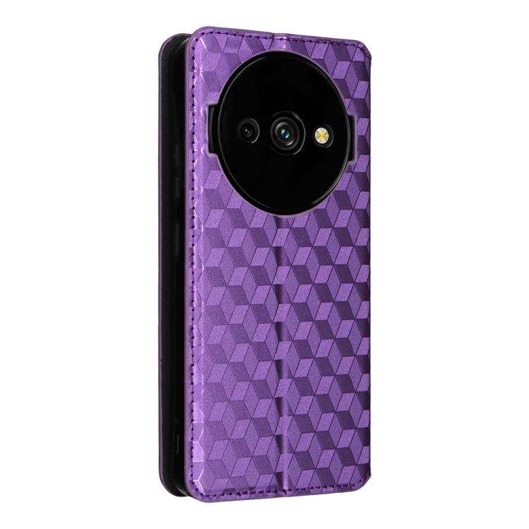 For Oukitel C59 / C59 Pro Cubic Grid Texture Flip Leather Phone Case(Purple)