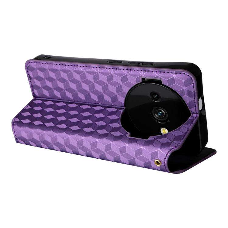 For Oukitel C59 / C59 Pro Cubic Grid Texture Flip Leather Phone Case(Purple)