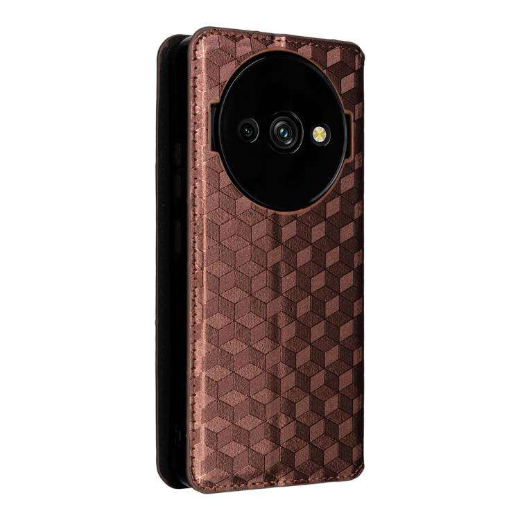 For Oukitel C59 / C59 Pro Cubic Grid Texture Flip Leather Phone Case(Brown)