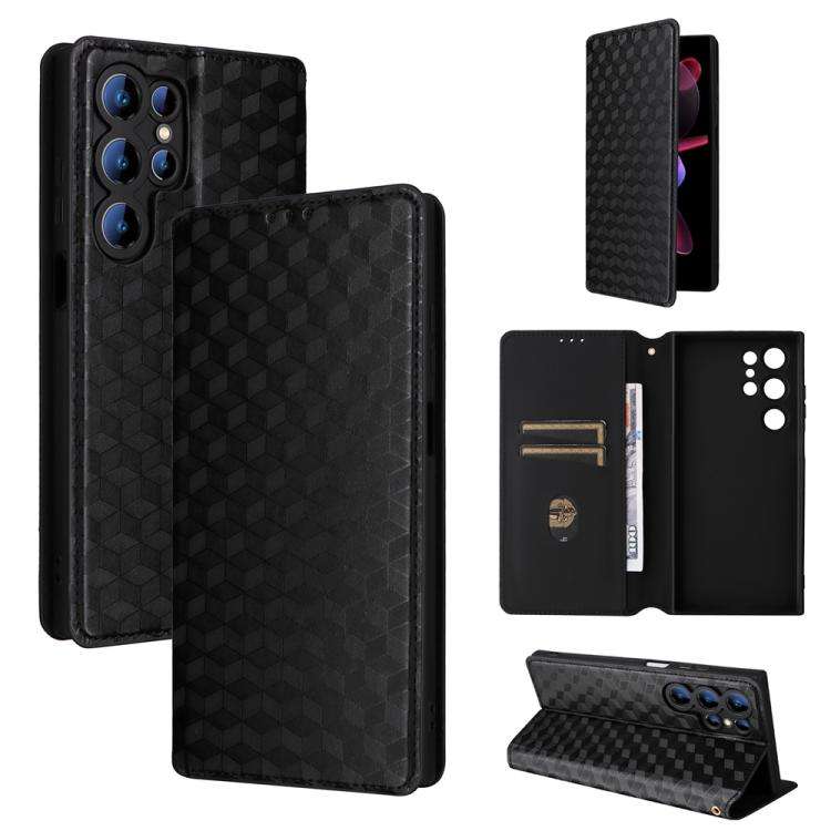For Oukitel C61 / C61 Pro Cubic Grid Texture Flip Leather Phone Case(Black)