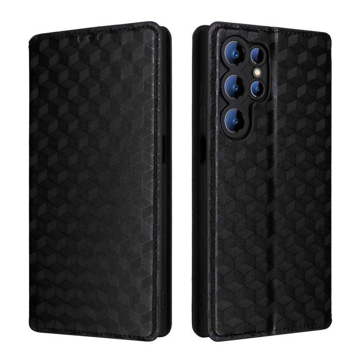For Oukitel C61 / C61 Pro Cubic Grid Texture Flip Leather Phone Case(Black)