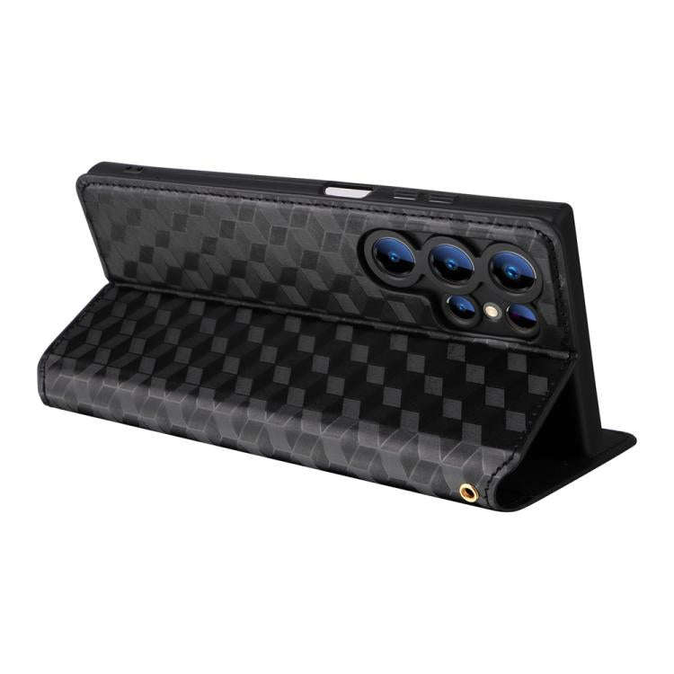 For Oukitel C61 / C61 Pro Cubic Grid Texture Flip Leather Phone Case(Black)