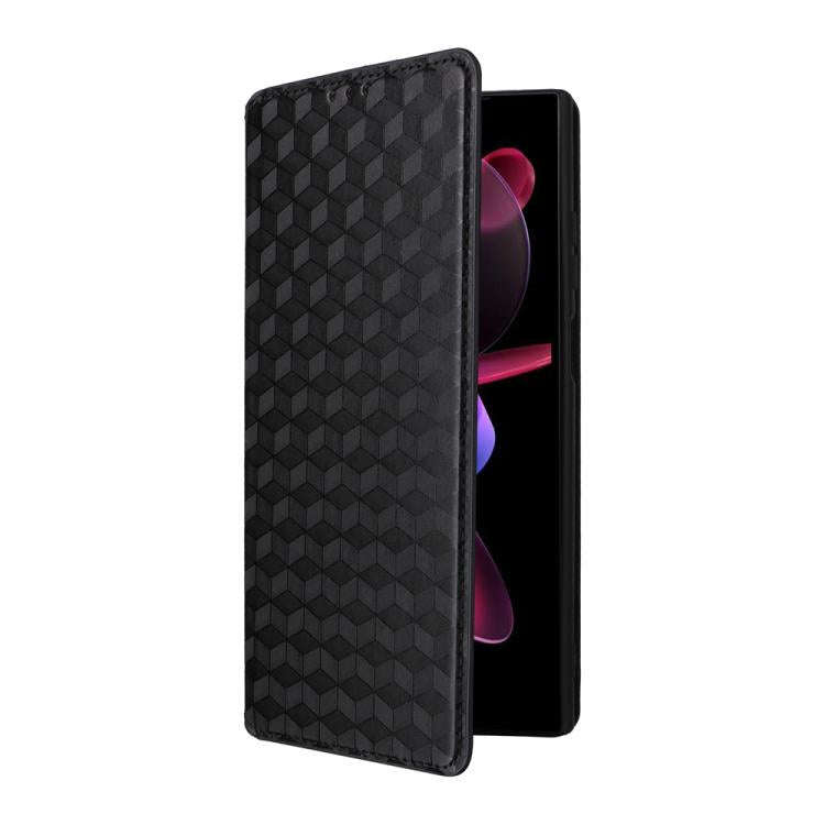 For Oukitel C61 / C61 Pro Cubic Grid Texture Flip Leather Phone Case(Black)