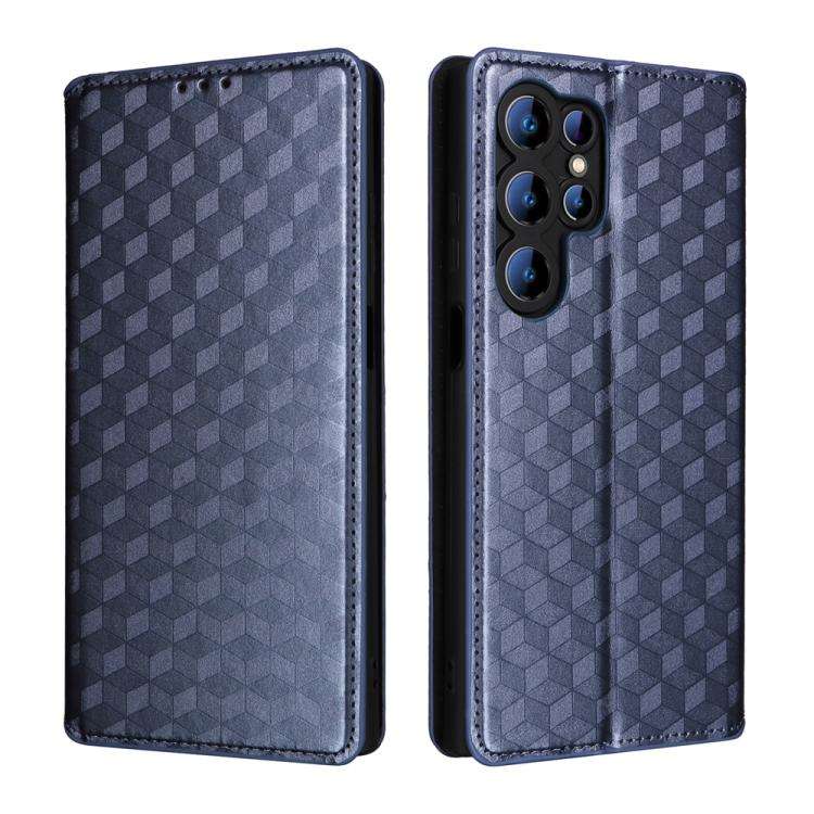 For Oukitel C61 / C61 Pro Cubic Grid Texture Flip Leather Phone Case(Blue)