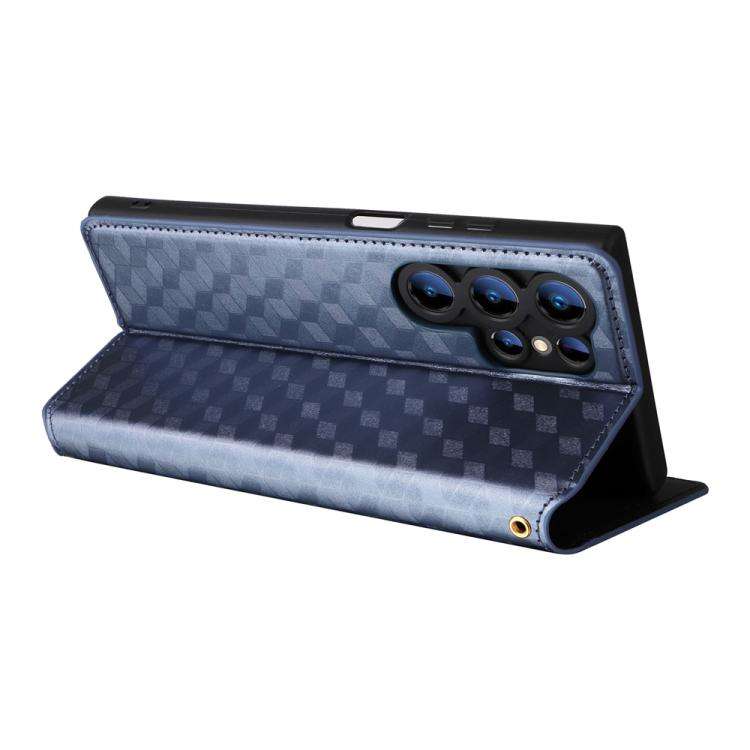 For Oukitel C61 / C61 Pro Cubic Grid Texture Flip Leather Phone Case(Blue)