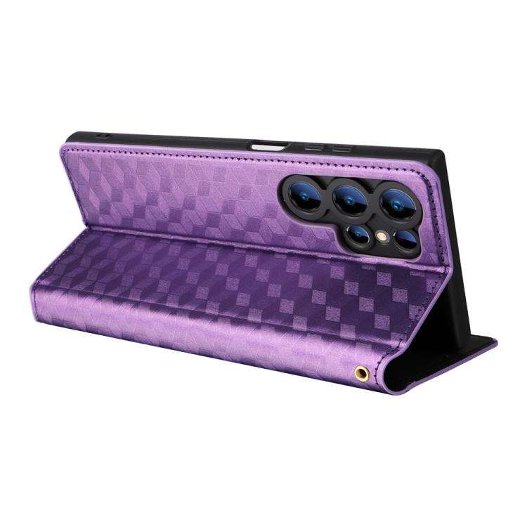 For Oukitel C61 / C61 Pro Cubic Grid Texture Flip Leather Phone Case(Purple)