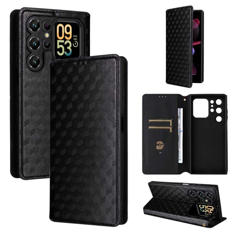 For Oukitel C62 / C62 Pro Cubic Grid Texture Flip Leather Phone Case(Black)