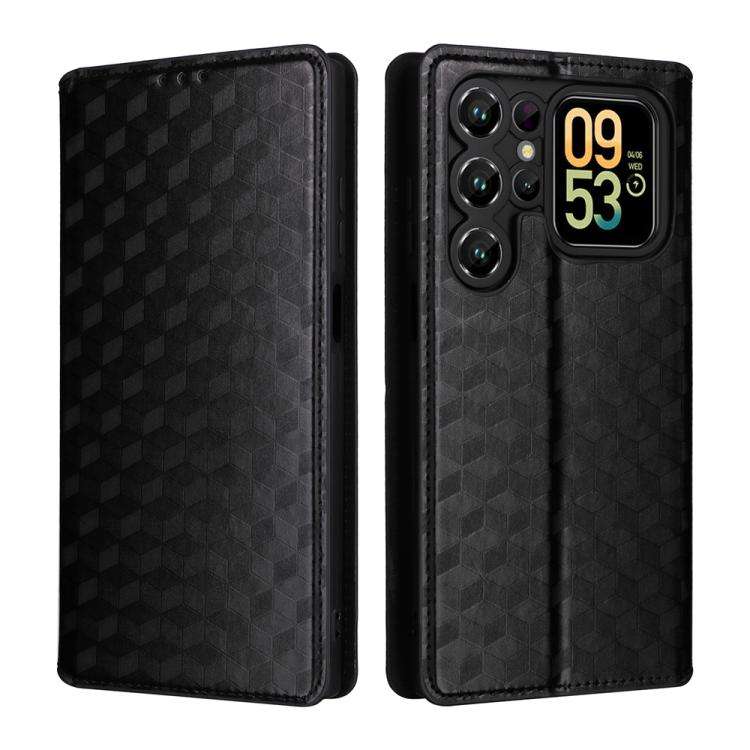 For Oukitel C62 / C62 Pro Cubic Grid Texture Flip Leather Phone Case(Black)