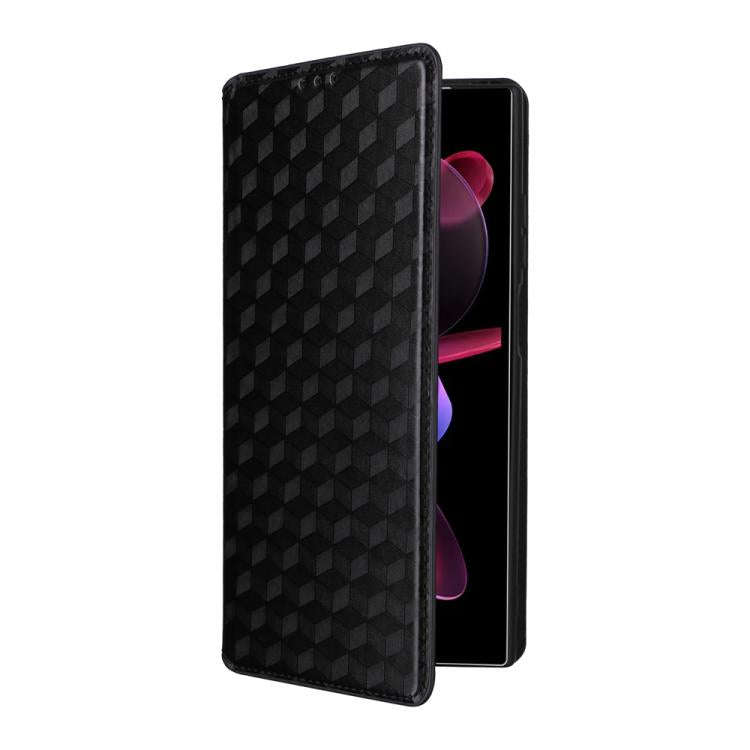 For Oukitel C62 / C62 Pro Cubic Grid Texture Flip Leather Phone Case(Black)