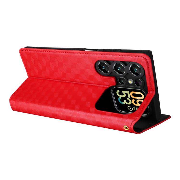 For Oukitel C62 / C62 Pro Cubic Grid Texture Flip Leather Phone Case(Red)