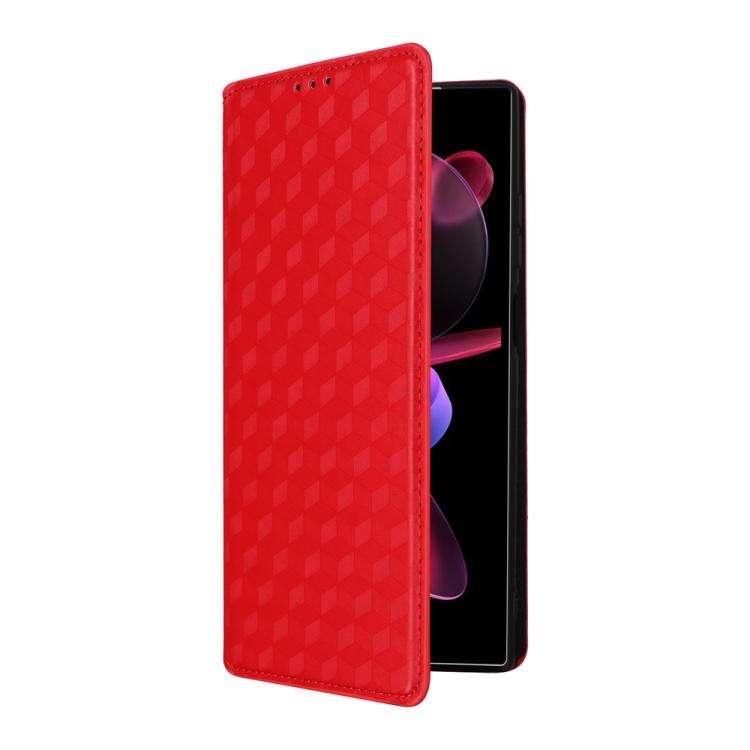 For Oukitel C62 / C62 Pro Cubic Grid Texture Flip Leather Phone Case(Red)