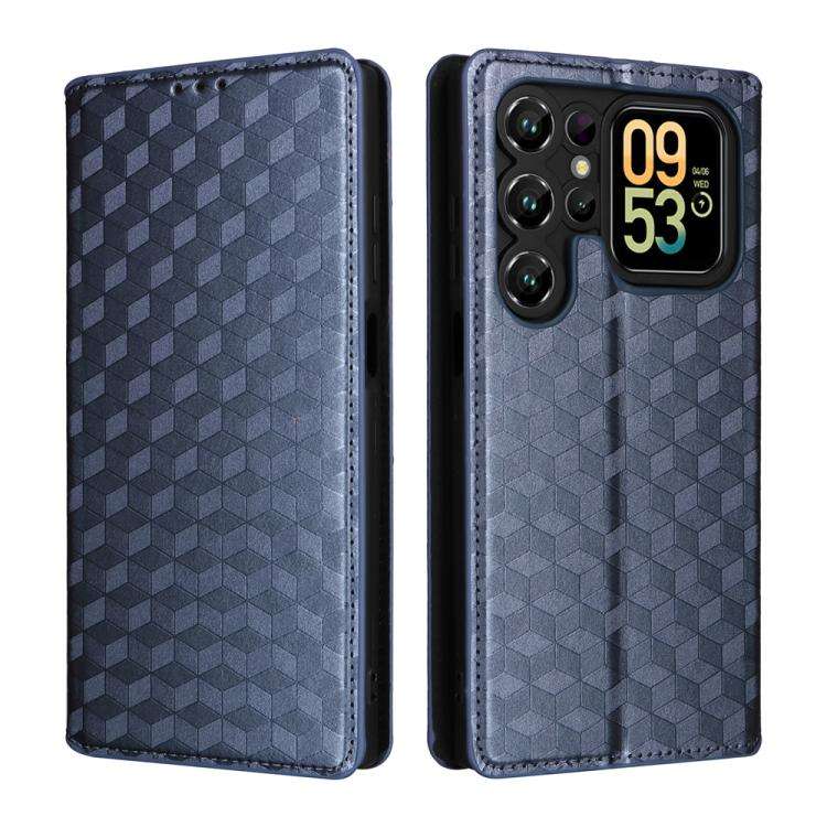 For Oukitel C62 / C62 Pro Cubic Grid Texture Flip Leather Phone Case(Blue)