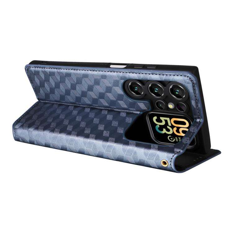 For Oukitel C62 / C62 Pro Cubic Grid Texture Flip Leather Phone Case(Blue)
