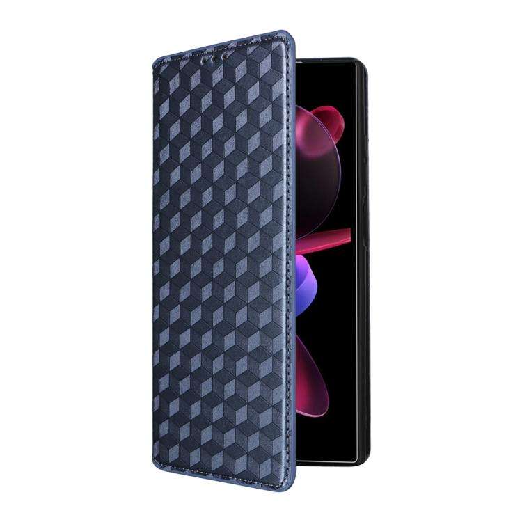 For Oukitel C62 / C62 Pro Cubic Grid Texture Flip Leather Phone Case(Blue)