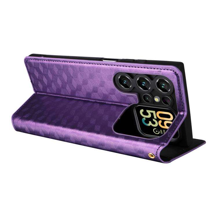 For Oukitel C62 / C62 Pro Cubic Grid Texture Flip Leather Phone Case(Purple)