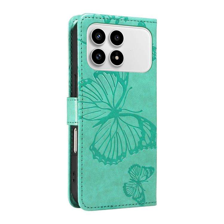 For Redmi K90/Poco F8 Pro 3D Butterfly Embossed Pattern Flip Leather Phone Case(Green)