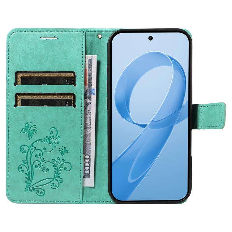 For Redmi K90/Poco F8 Pro 3D Butterfly Embossed Pattern Flip Leather Phone Case(Green)