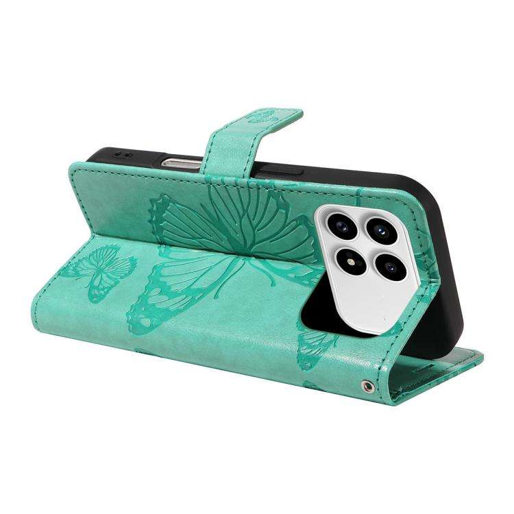 For Redmi K90/Poco F8 Pro 3D Butterfly Embossed Pattern Flip Leather Phone Case(Green)