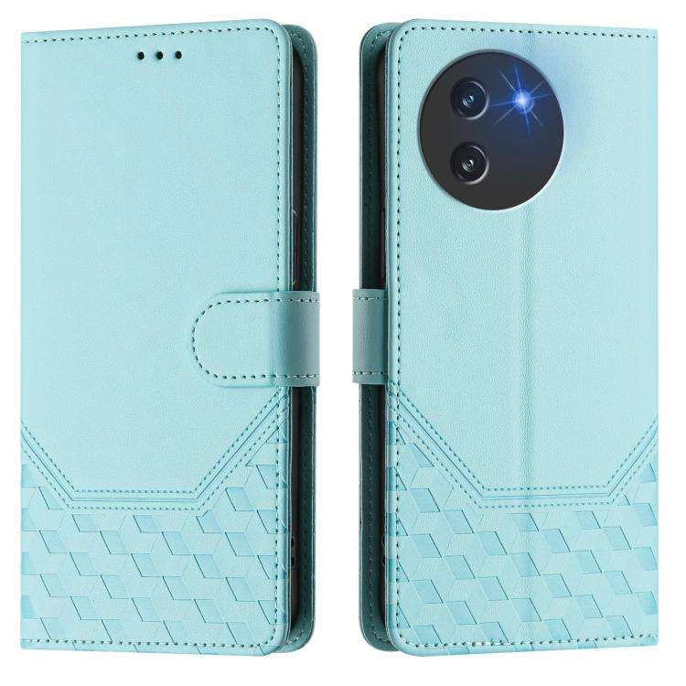 For Doogee Note 59 / Note 59 Pro Honeycomb Embossing RFID Leather Phone Case(Mint Green)