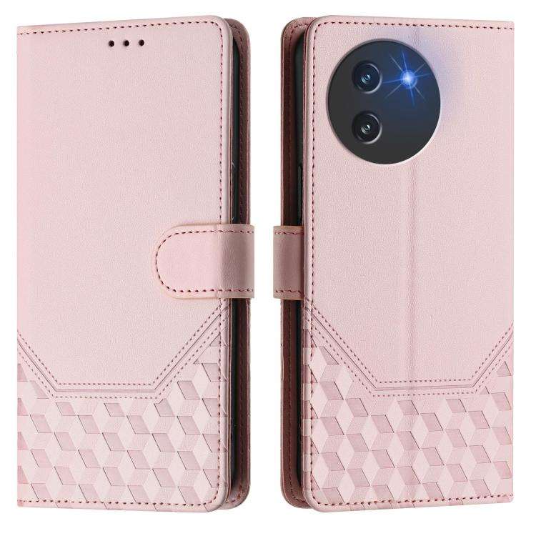 For Doogee Note 59 / Note 59 Pro Honeycomb Embossing RFID Leather Phone Case(Pink)