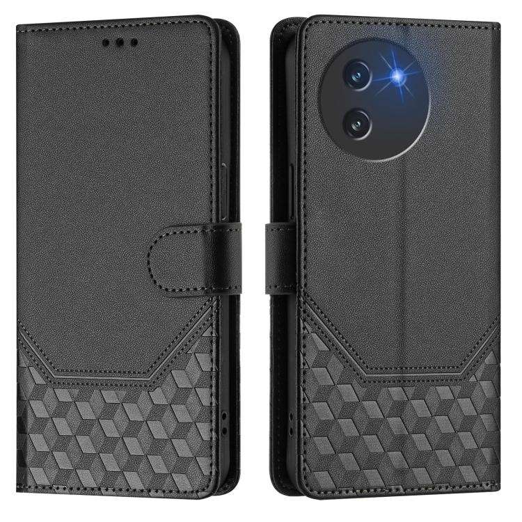 For Doogee Note 59 / Note 59 Pro Honeycomb Embossing RFID Leather Phone Case(Black)