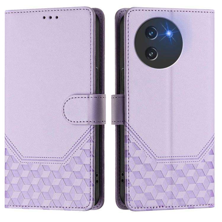 For Doogee Note 59 / Note 59 Pro Honeycomb Embossing RFID Leather Phone Case(Light Purple)