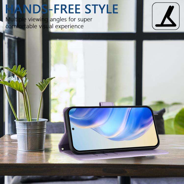 For Doogee Note 59 / Note 59 Pro Honeycomb Embossing RFID Leather Phone Case(Light Purple)