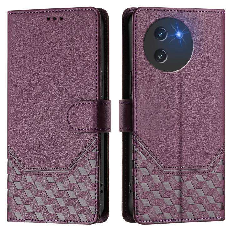 For Doogee Note 59 / Note 59 Pro Honeycomb Embossing RFID Leather Phone Case(Violet)