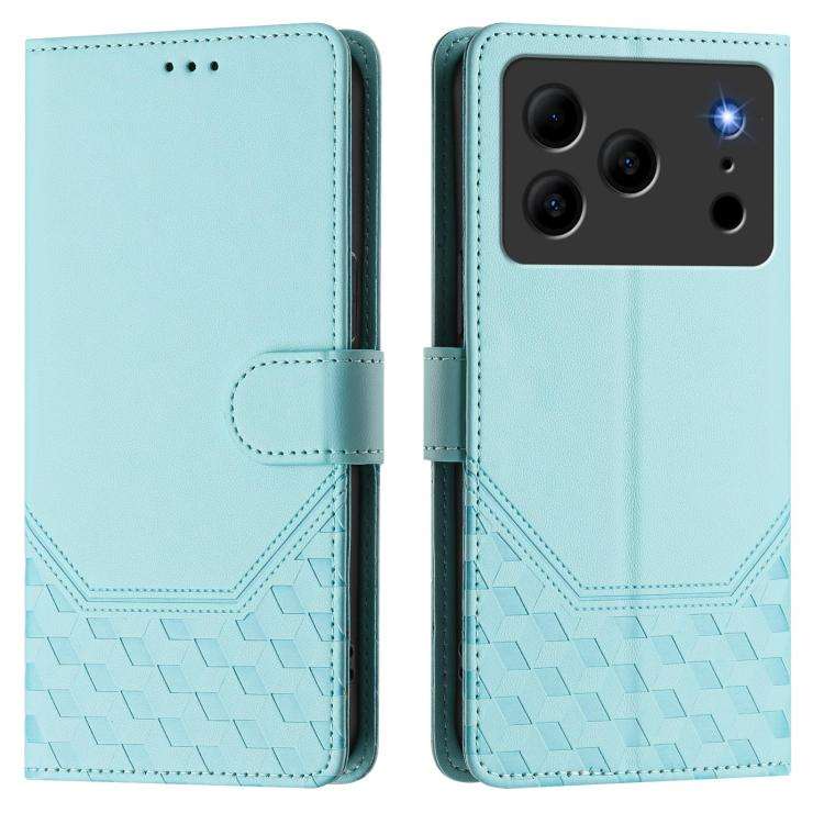 For Doogee Note 56 / Note 56 Pro Honeycomb Embossing RFID Leather Phone Case(Mint Green)