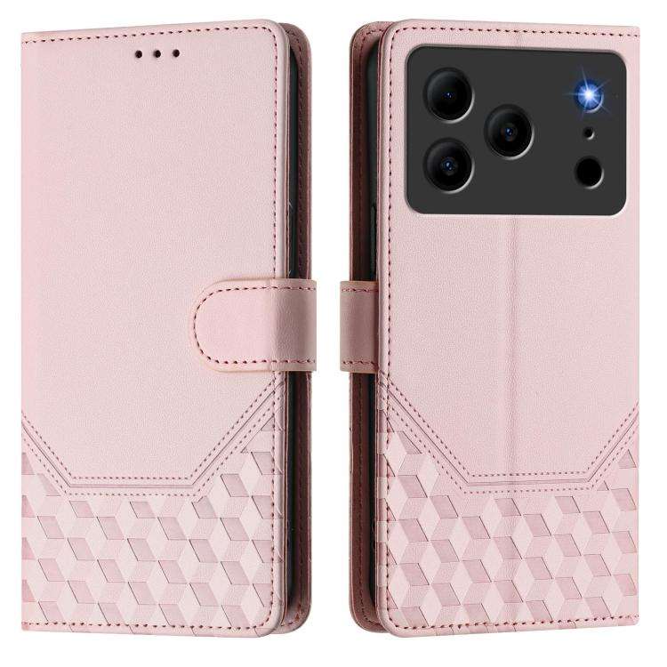 For Doogee Note 56 / Note 56 Pro Honeycomb Embossing RFID Leather Phone Case(Pink)