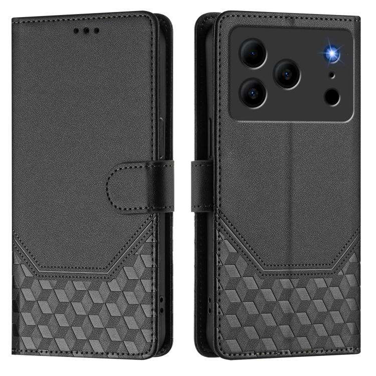 For Doogee Note 56 / Note 56 Pro Honeycomb Embossing RFID Leather Phone Case(Black)