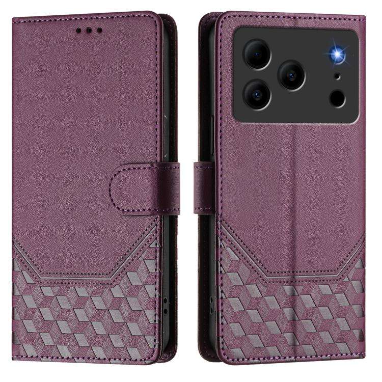 For Doogee Note 56 / Note 56 Pro Honeycomb Embossing RFID Leather Phone Case(Violet)