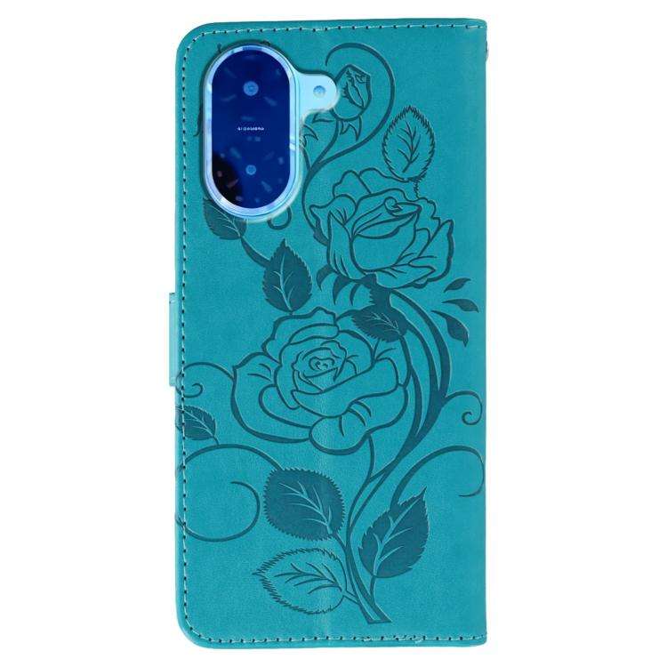 For Redmi A5 4G 171.7mm Rose Butterfly Embossed Leather Phone Case(Blue)
