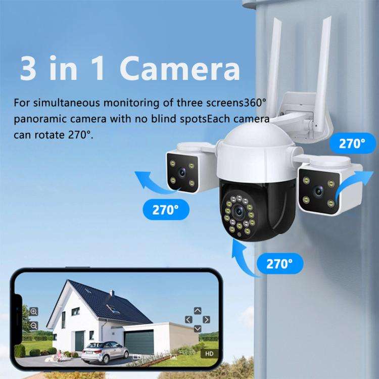 QX155 6MP Triple Camera WiFi Version Supports Humanoid Detection(UK Plug)