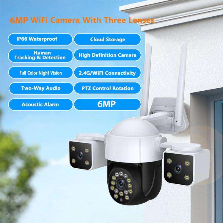 QX155 6MP Triple Camera WiFi Version Supports Humanoid Detection(UK Plug)