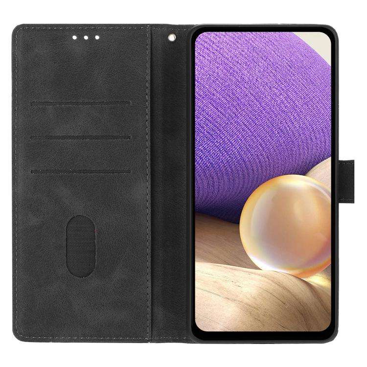 For Motorola Moto E32 Triangles Embossed Leather Phone Case(Black)