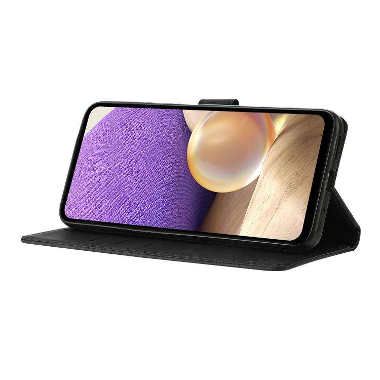 For Motorola Moto E32 Triangles Embossed Leather Phone Case(Black)