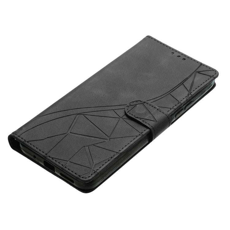 For Motorola Moto E32 Triangles Embossed Leather Phone Case(Black)